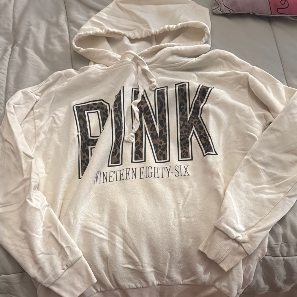PINK Victoria's Secret Cream Hoodie Sweater